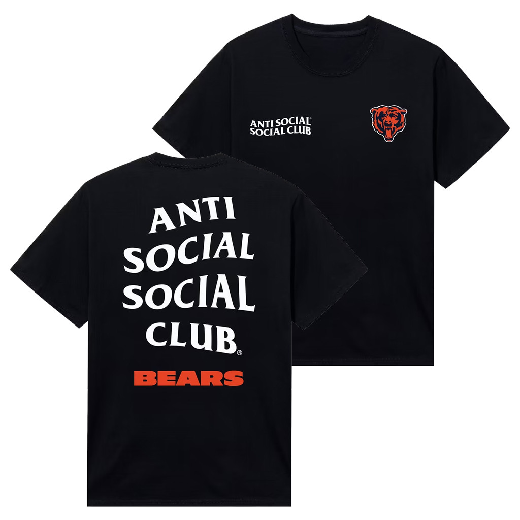 AntiSocialSocialClub x NFL Merch 2026 AntiSocialSocialClub x Chicago Bears Team T-Shirt Black