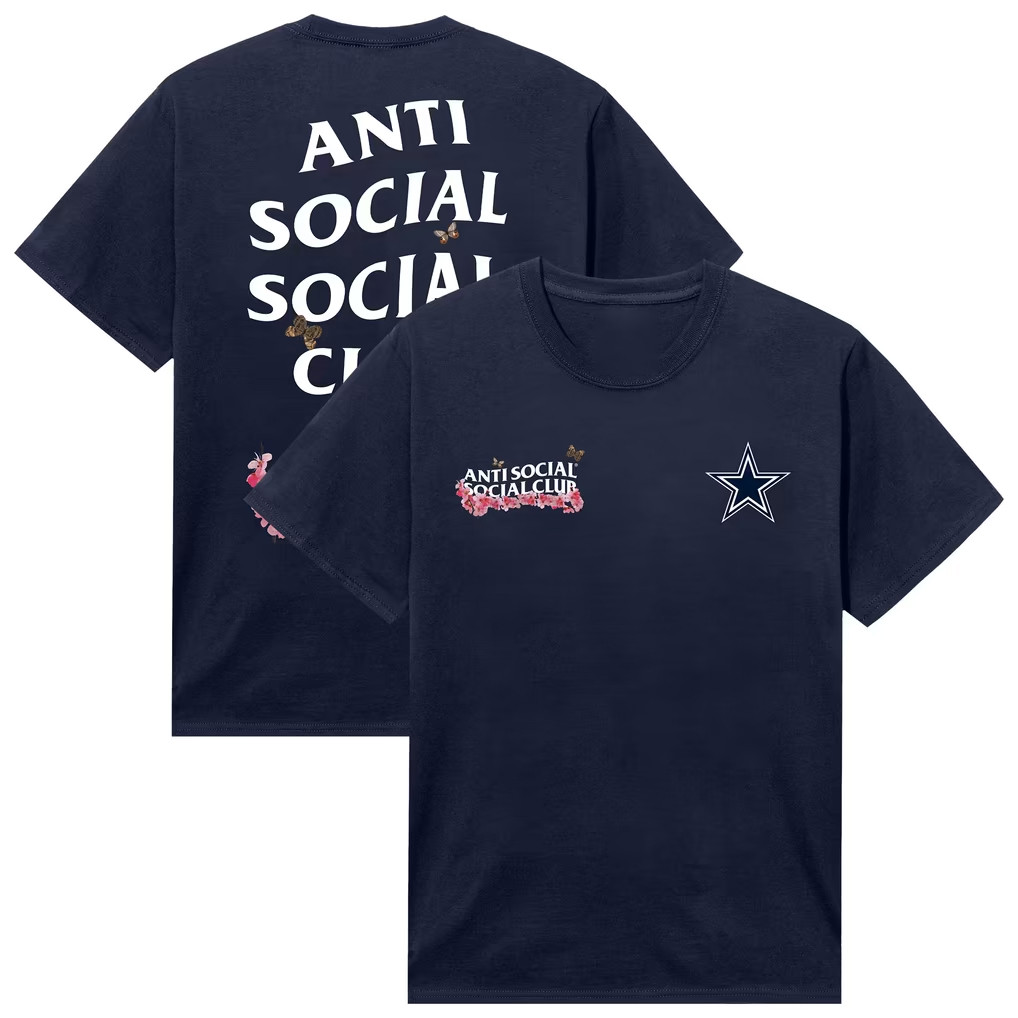 AntiSocialSocialClub x NFL Merch 2026 AntiSocialSocialClub x Dallas Cowboys Blossom T-Shirt Navy