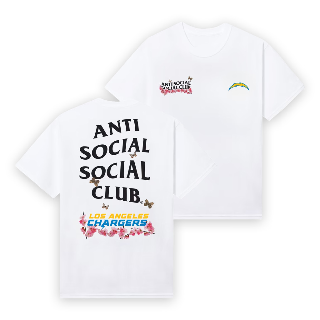 AntiSocialSocialClub x NFL Merch 2026 AntiSocialSocialClub x LA Chargers Blossom Shirt White AntiSocialSocialClub x NFL Merch 2026 AntiSocialSocialClub x LA Chargers Blossom Shirt White