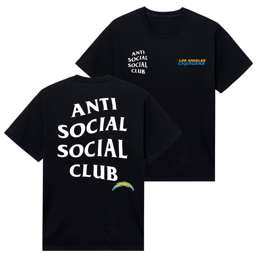 AntiSocialSocialClub x NFL Merch 2026 AntiSocialSocialClub x Los Angeles Chargers Snap T-Shirt