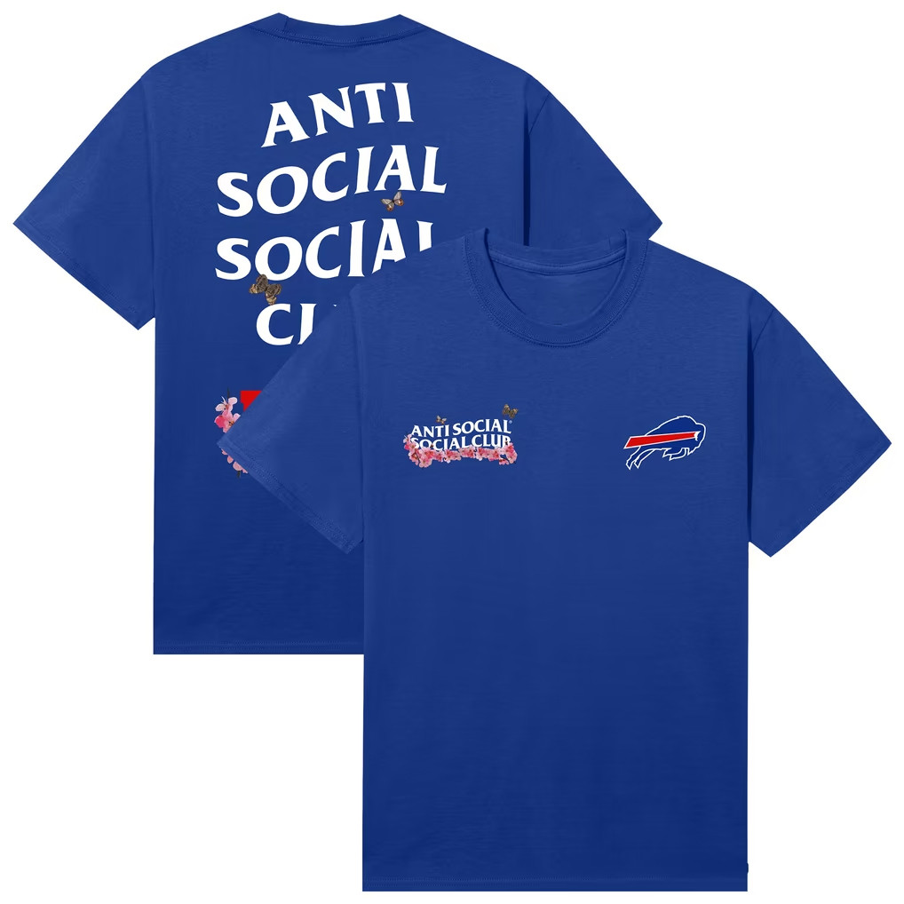 AntiSocialSocialClub x NFL Merch 2026 Buffalo Bills AntiSocialSocialClub x NFL Blossom Shirt Royal