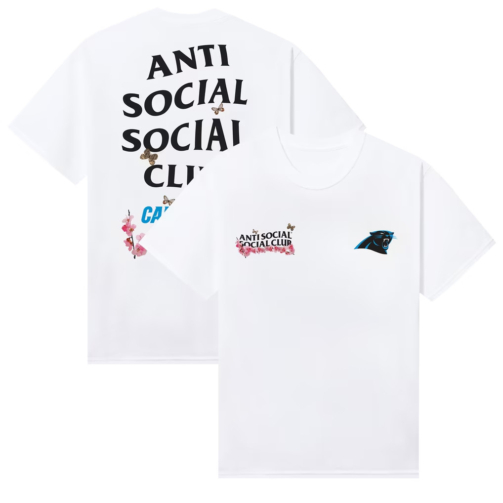 AntiSocialSocialClub x NFL Merch 2026 Carolina Panthers AntiSocialSocialClub x NFL Blossom T-Shirt