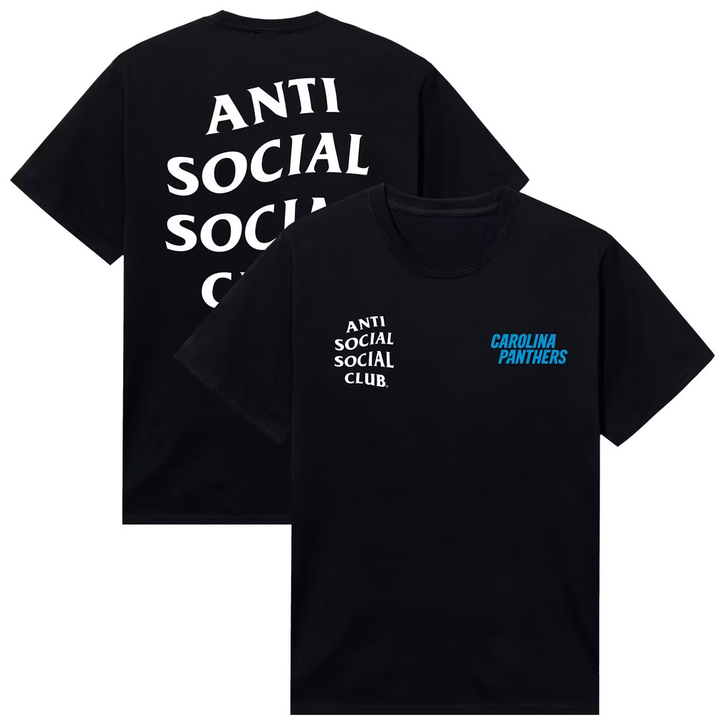 AntiSocialSocialClub x NFL Merch 2026 Carolina Panthers Snap T-Shirt Presents For Football Fans