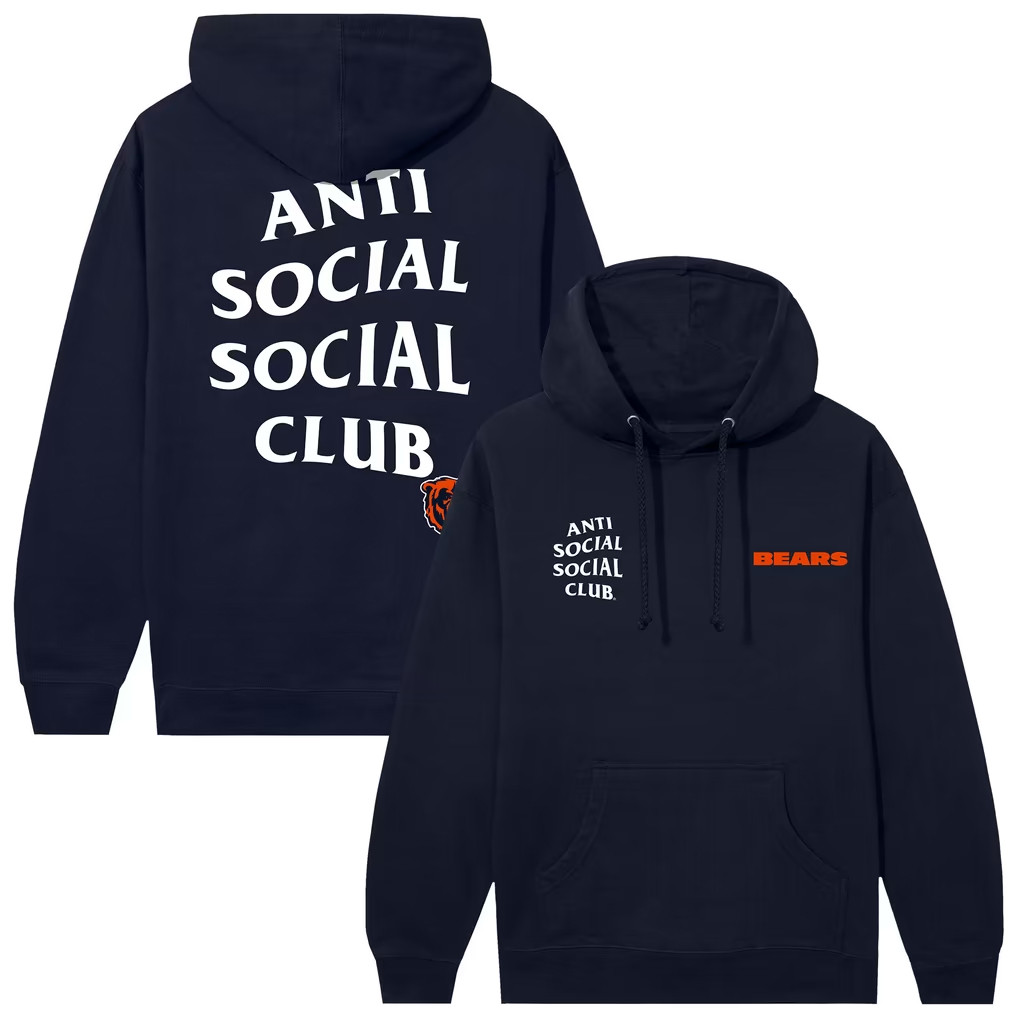 AntiSocialSocialClub x NFL Merch 2026 Chicago Bears AntiSocialSocialClub x NFL Snap Hoodie Navy