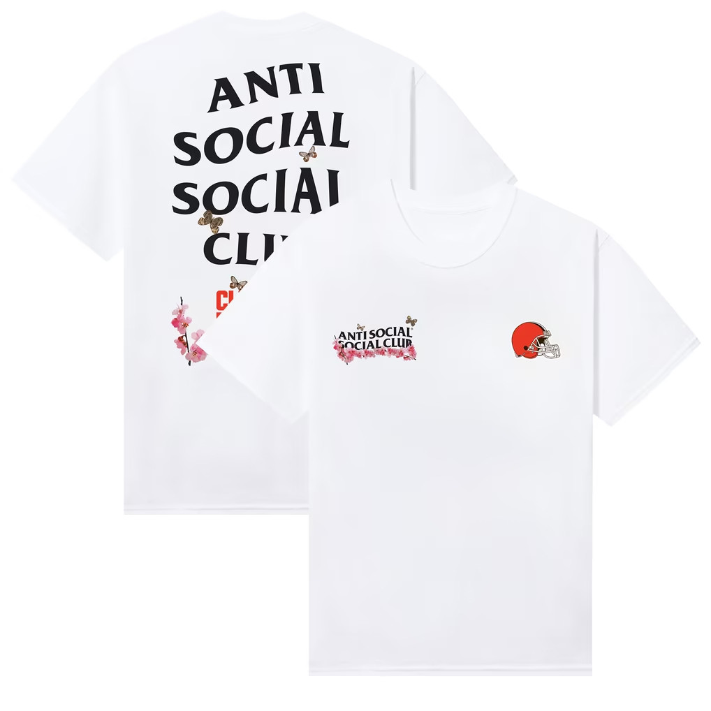 AntiSocialSocialClub x NFL Merch 2026 Cleveland Browns Blossom T-Shirt Gifts For Football Fan