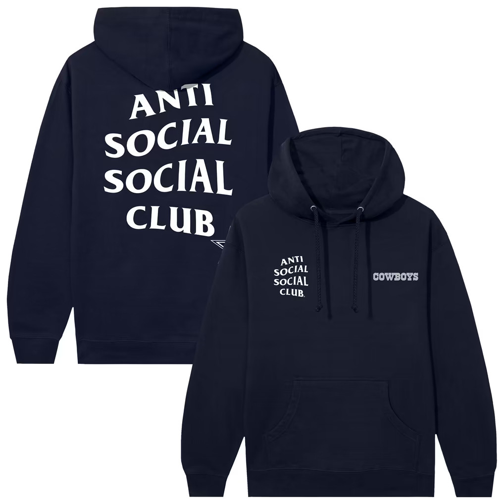 AntiSocialSocialClub x NFL Merch 2026 Dallas Cowboys Snap Hoodie Navy Football Fan Gift Ideas