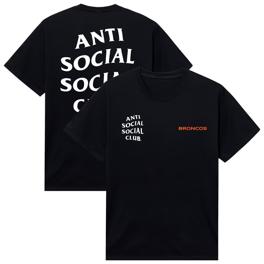 AntiSocialSocialClub x NFL Merch 2026 Denver Broncos AntiSocialSocialClub x NFL Snap Shirt Black