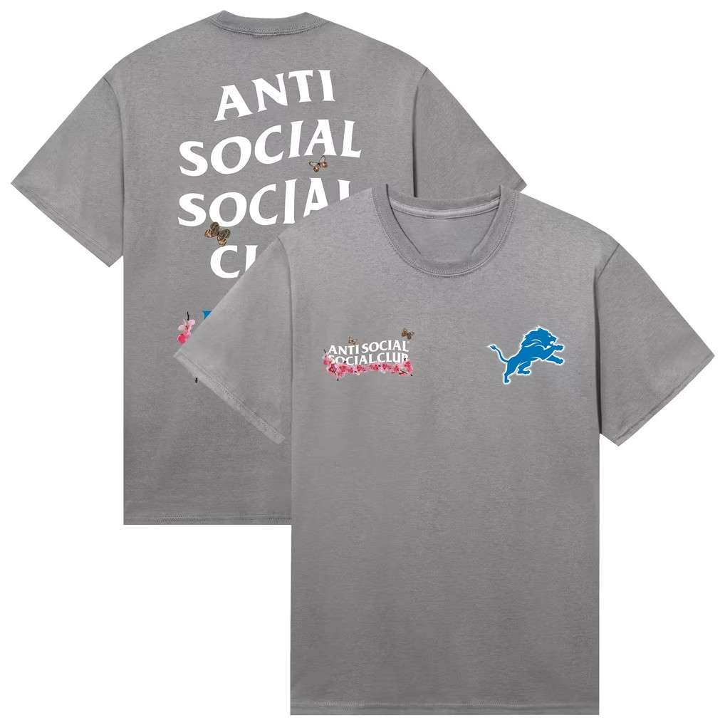 AntiSocialSocialClub x NFL Merch 2026 Detroit Lions AntiSocialSocialClub x NFL Blossom T-Shirt