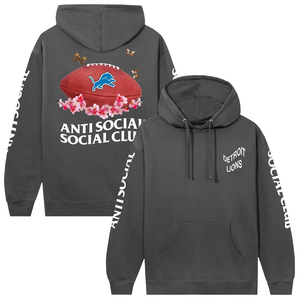 AntiSocialSocialClub x NFL Merch 2026 Detroit Lions Blossom Hoodie Gifts For Football Fan