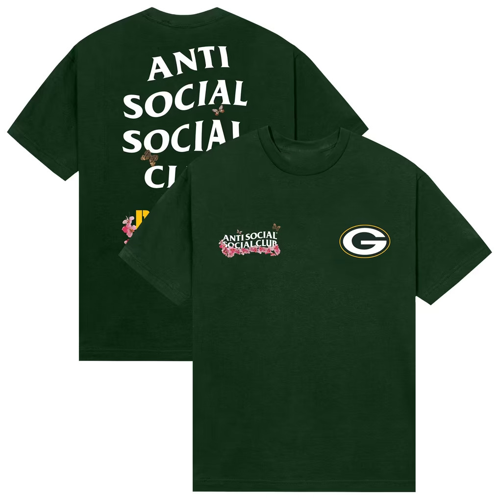 AntiSocialSocialClub x NFL Merch 2026 Green Bay Packers Blossom Shirt Best Gifts For Football Fans