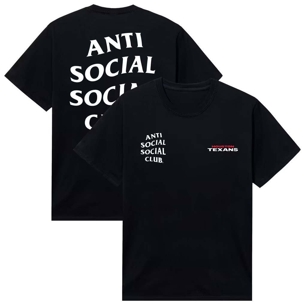 AntiSocialSocialClub x NFL Merch 2026 Houston Texans Snap T-Shirt Black Football Fan Gift AntiSocialSocialClub x NFL Merch 2026 Houston Texans Snap T-Shirt Black Football Fan Gift
