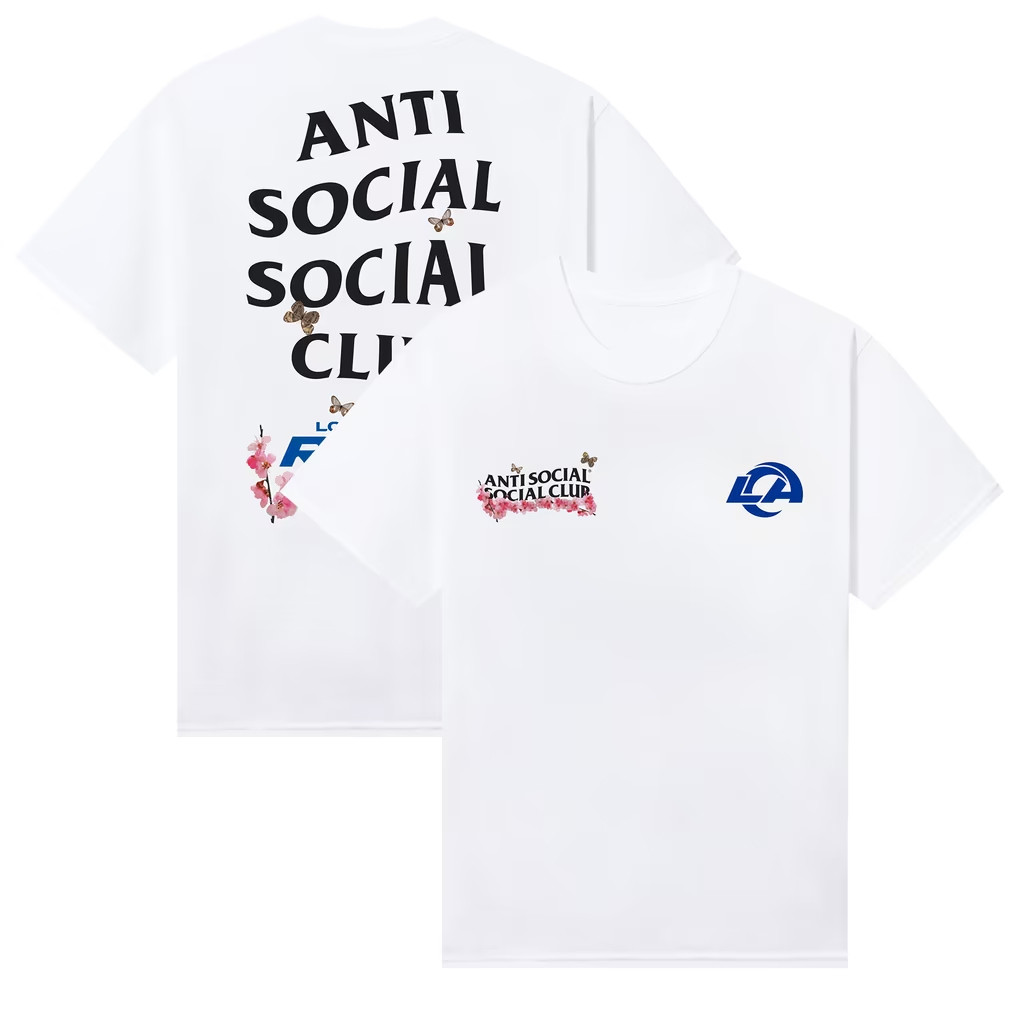 AntiSocialSocialClub x NFL Merch 2026 LA Rams AntiSocialSocialClub x NFL Blossom T-Shirt White