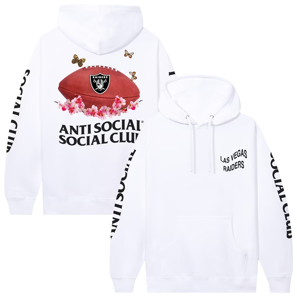 AntiSocialSocialClub x NFL Merch 2026 Las Vegas Raiders AntiSocialSocialClub x NFL Blossom Hoodie