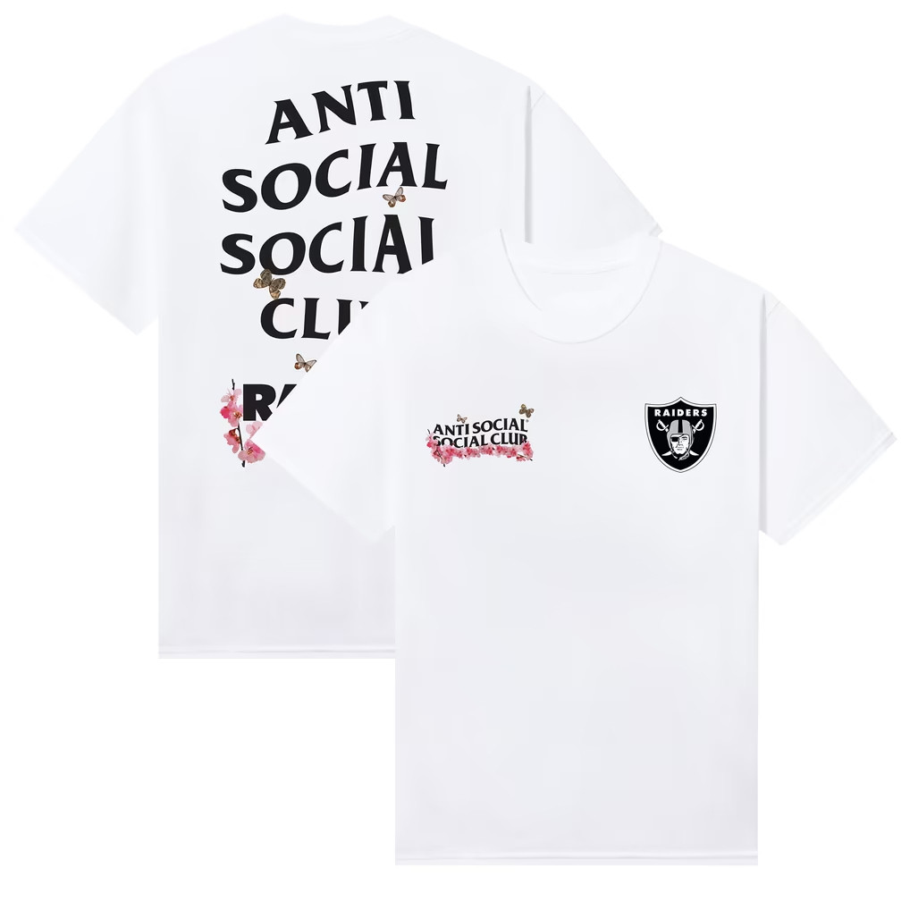AntiSocialSocialClub x NFL Merch 2026 Las Vegas Raiders Blossom T-Shirt Gifts For Football Fan