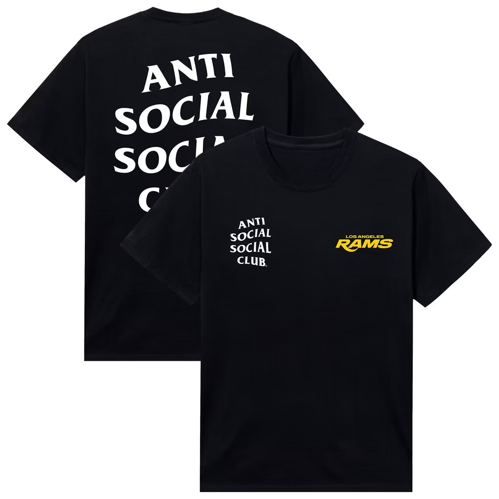 AntiSocialSocialClub x NFL Merch 2026 Los Angeles Rams AntiSocialSocialClub x NFL Snap Shirt Black
