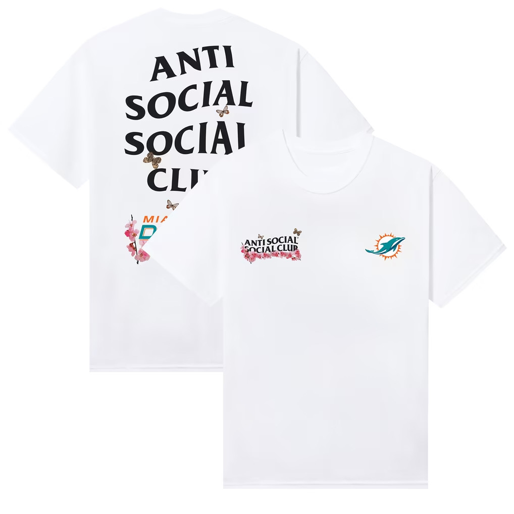 AntiSocialSocialClub x NFL Merch 2026 Miami Dolphins Blossom T-Shirt Presents For Football Fans AntiSocialSocialClub x NFL Merch 2026 Miami Dolphins Blossom T-Shirt Presents For Football Fans
