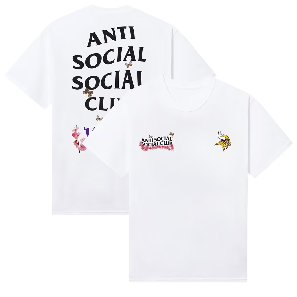 AntiSocialSocialClub x NFL Merch 2026 Minnesota Vikings AntiSocialSocialClub x NFL Blossom Shirt