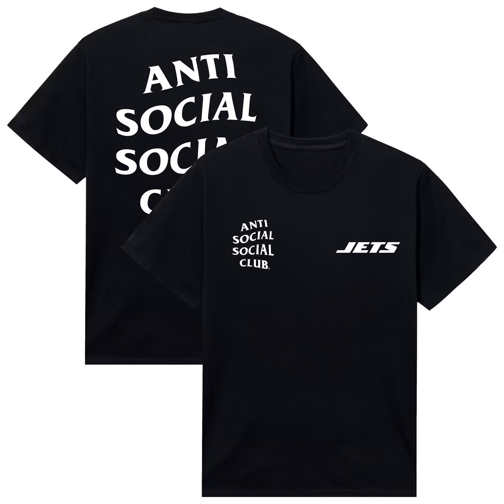 AntiSocialSocialClub x NFL Merch 2026 New York Jets AntiSocialSocialClub x NFL Snap Shirt Black