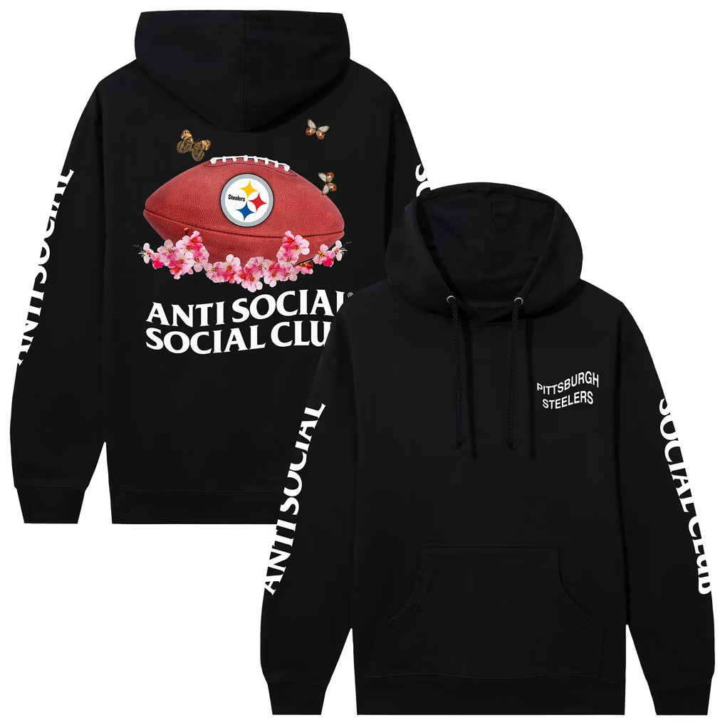 AntiSocialSocialClub x NFL Merch 2026 Pittsburgh Steelers x AntiSocialSocialClub Blossom Hoodie