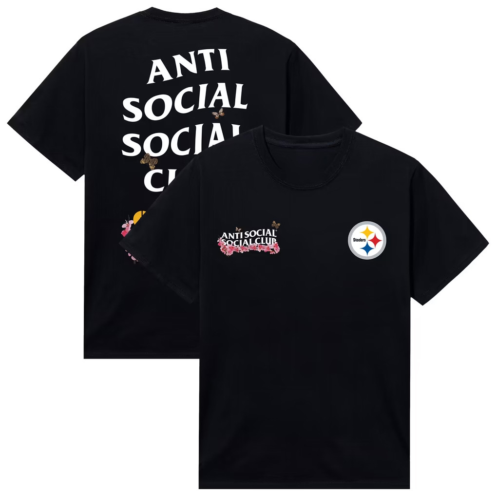 AntiSocialSocialClub x NFL Merch 2026 Pittsburgh Steelers x AntiSocialSocialClub Blossom T-Shirt