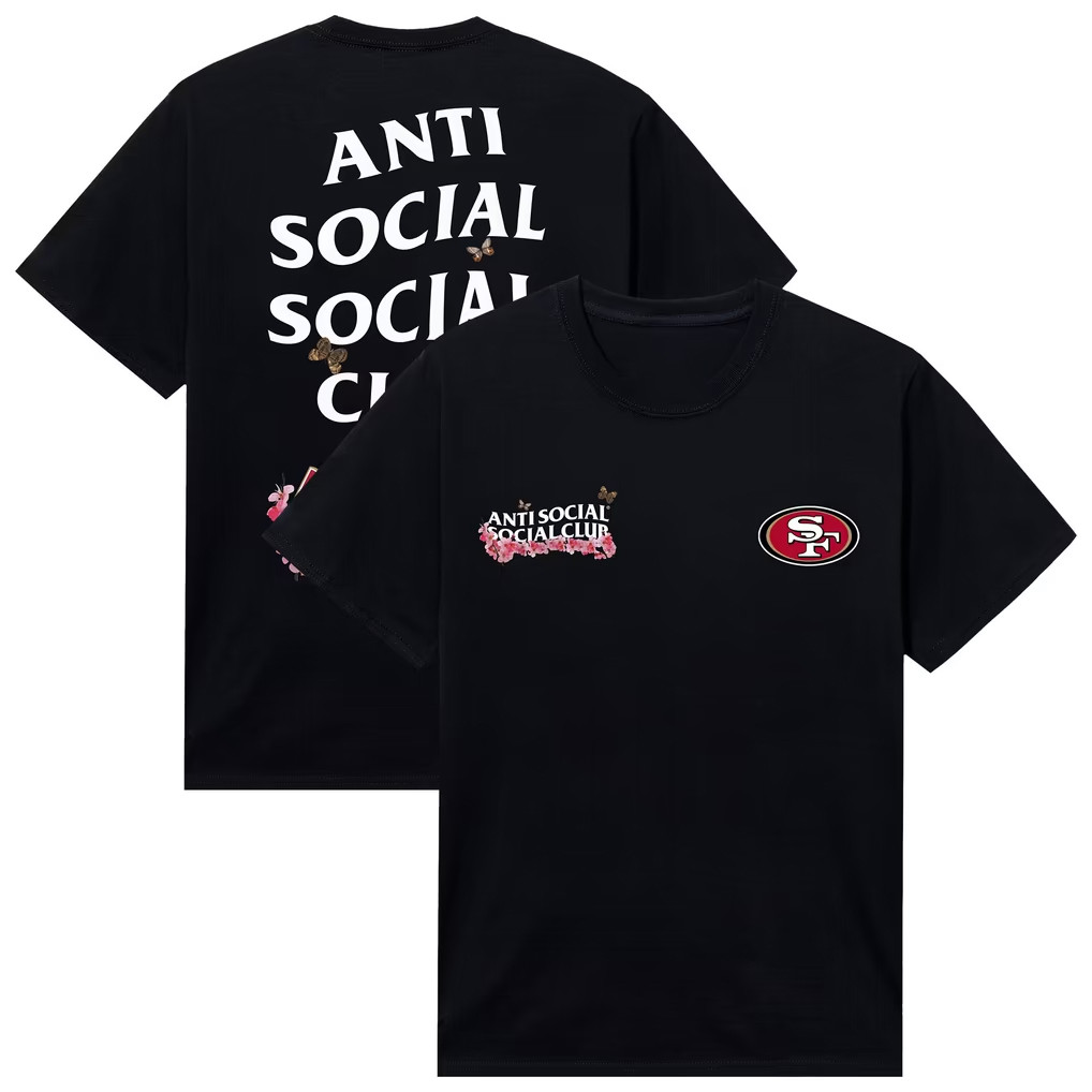 AntiSocialSocialClub x NFL Merch 2026 San Francisco 49ers x AntiSocialSocialClub Blossom Shirt