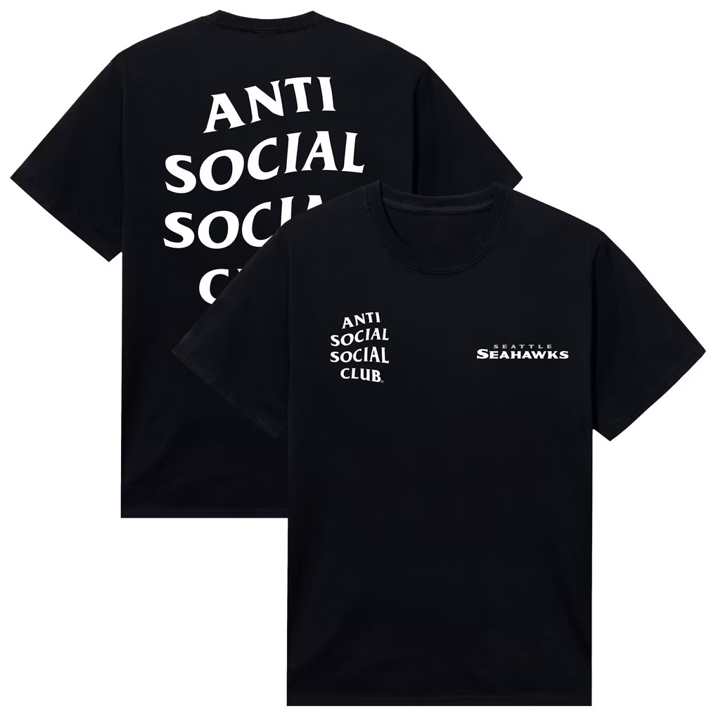 AntiSocialSocialClub x NFL Merch 2026 Seattle Seahawks x AntiSocialSocialClub Snap T-Shirt Black