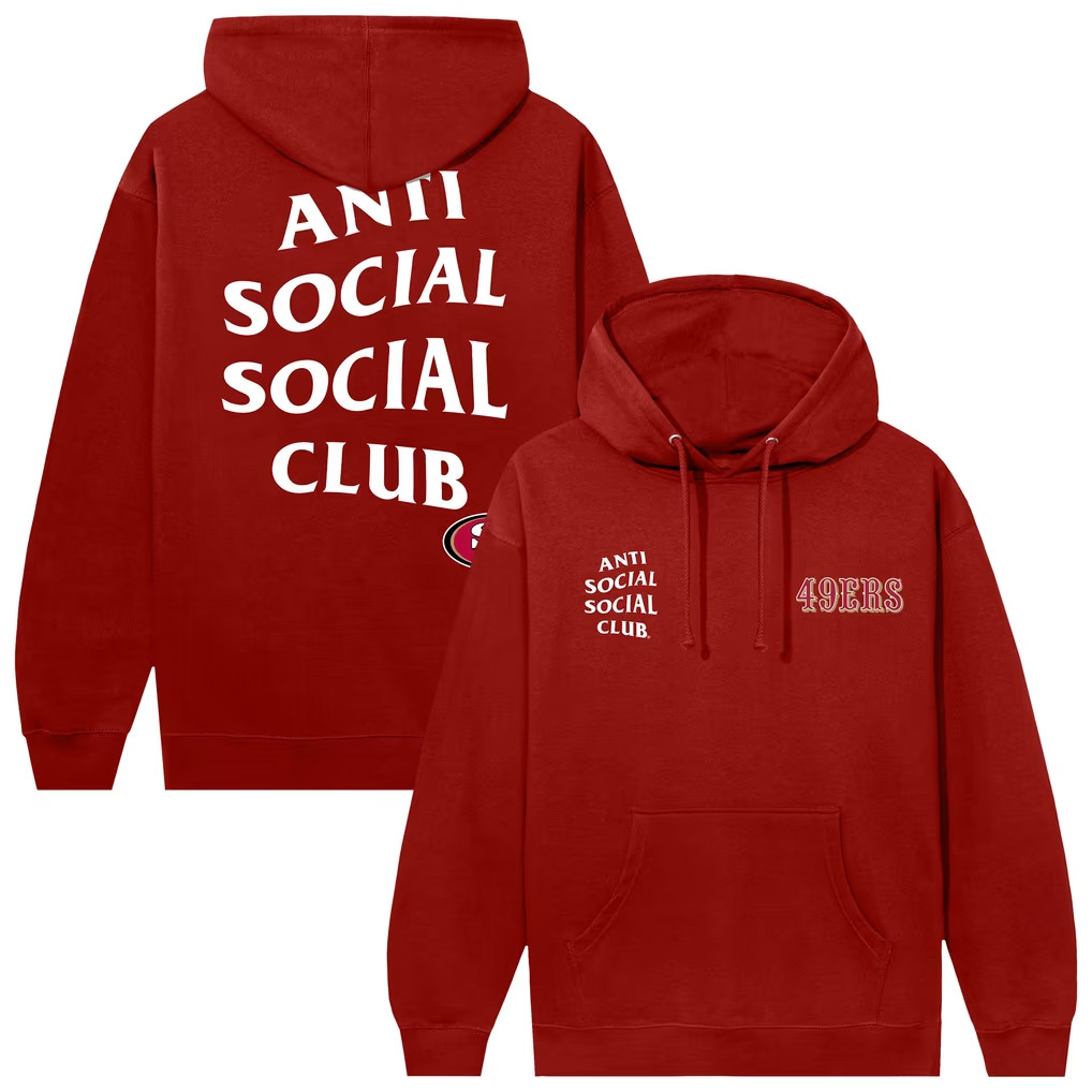 AntiSocialSocialClub x NFL Merch 2026 SF 49ers x AntiSocialSocialClub Snap Hoodie Gifts For Fan