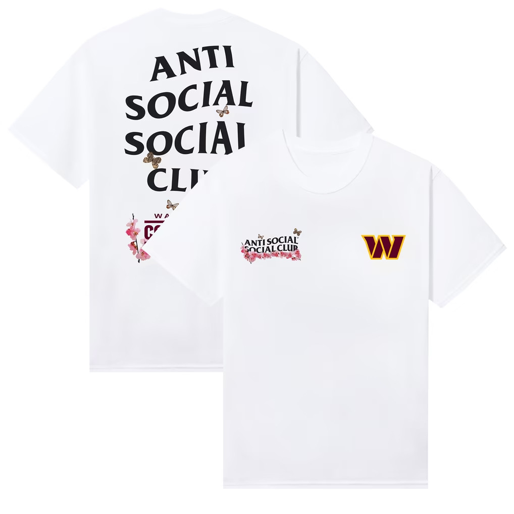 AntiSocialSocialClub x NFL Merch 2026 Washington Commanders x AntiSocialSocialClub Blossom Shirt