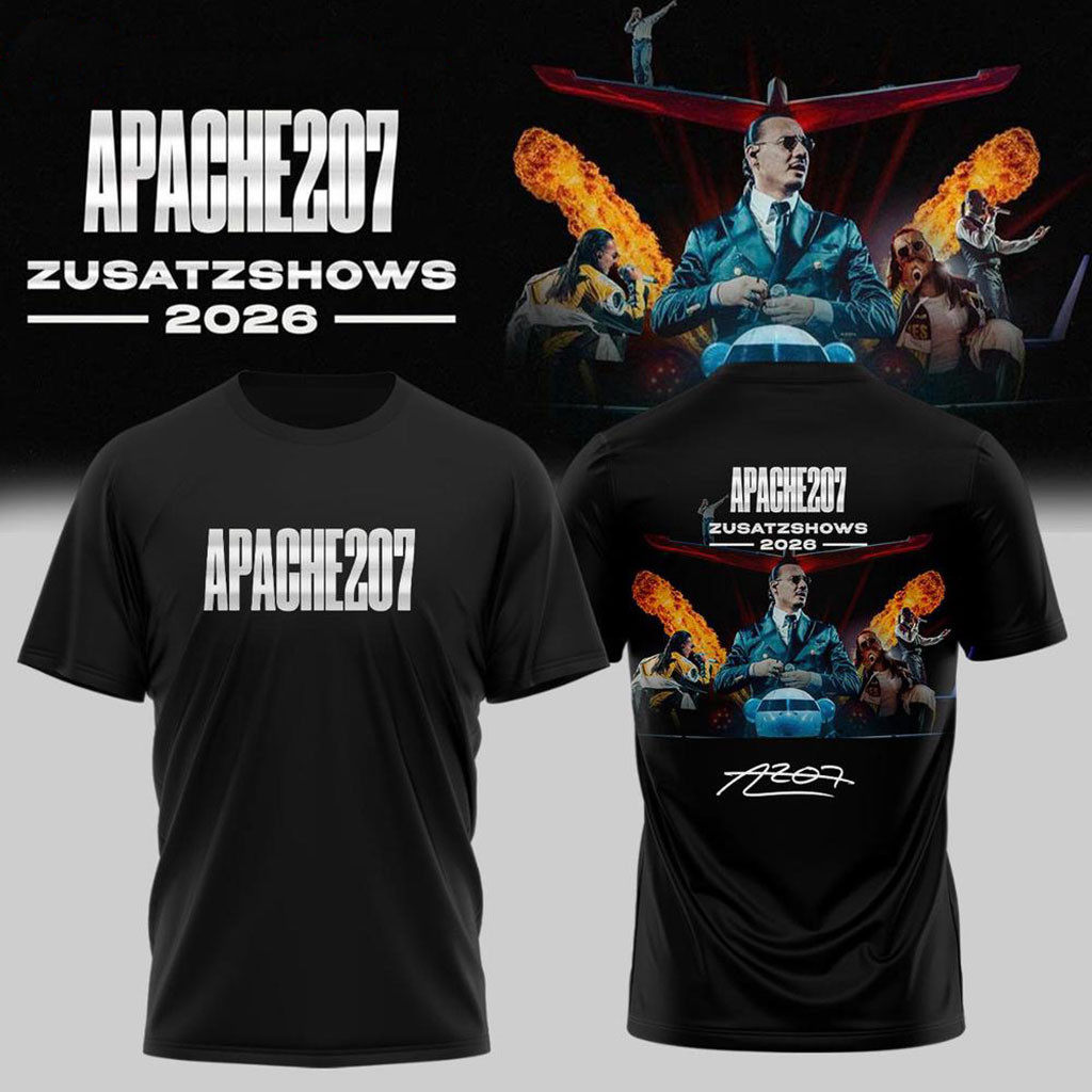 Apache 207 Arena Tour 2026 Zusatzshows Signature T-Shirt Black Apache 207 Merch Fan Gifts