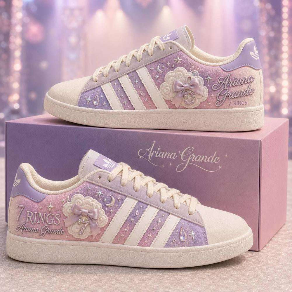Ariana Grande 7 Rings Sneakers Purple Pink Fan Shoes Ariana Grande Merch Gifts For Fans