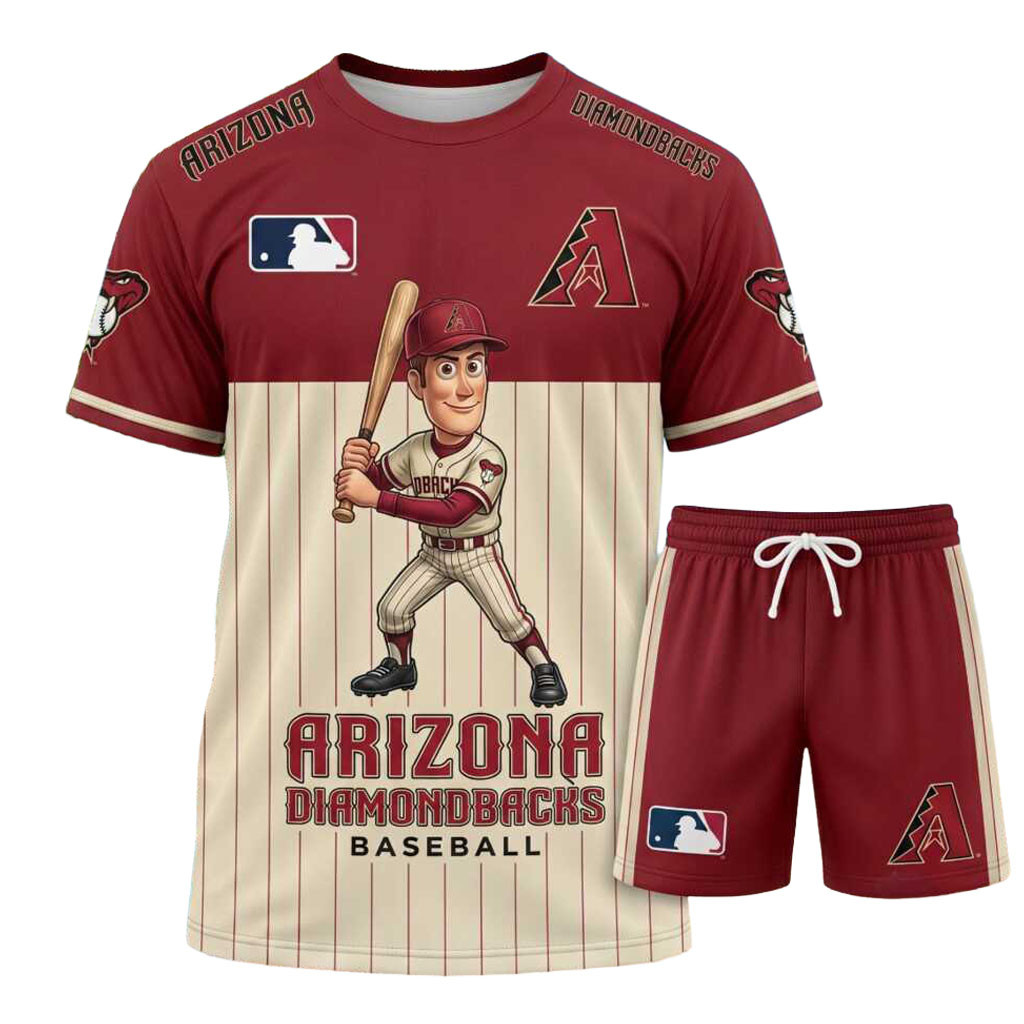 Arizona Diamondbacks Baseball Cartoon Player Shirt And Shorts Set Diamondbacks Merch Fan Gifts