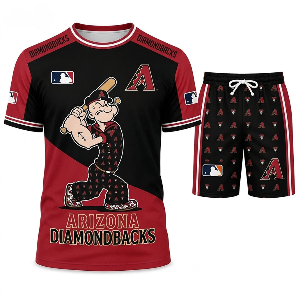 Arizona Diamondbacks X Popeye The Sailor T-Shirt And Shorts Set Diamondbacks Merch Fan Gifts