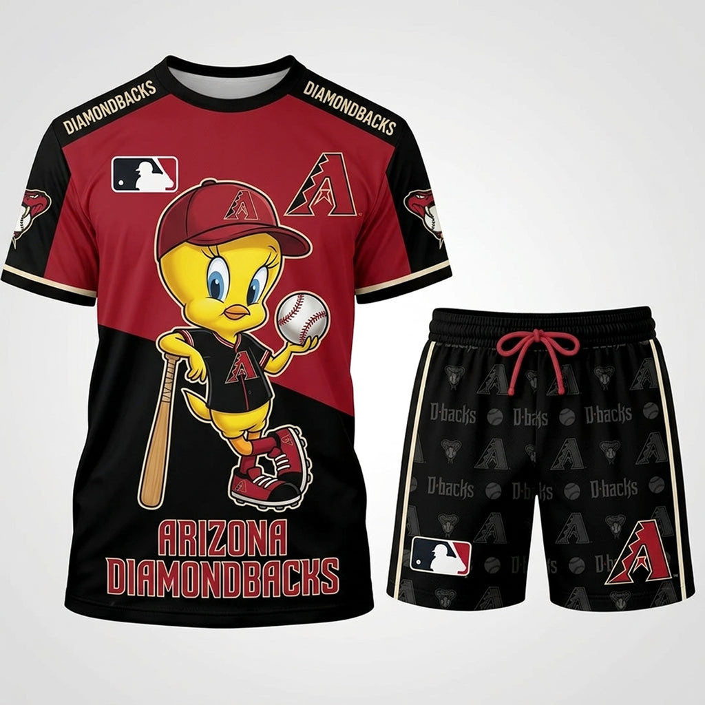 Arizona Diamondbacks X Tweety Looney Tunes Shirt And Shorts Set Diamondbacks Merch Fan Gifts Arizona Diamondbacks X Tweety Looney Tunes Shirt And Shorts Set Diamondbacks Merch Fan Gifts