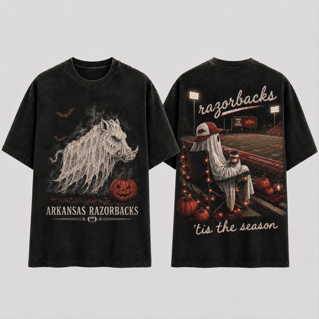 Arkansas Razorbacks Halloween Ghost Vintage T-Shirt Tis The Season Arkansas Razorbacks Merch Arkansas Razorbacks Halloween Ghost Vintage T-Shirt Tis The Season Arkansas Razorbacks Merch