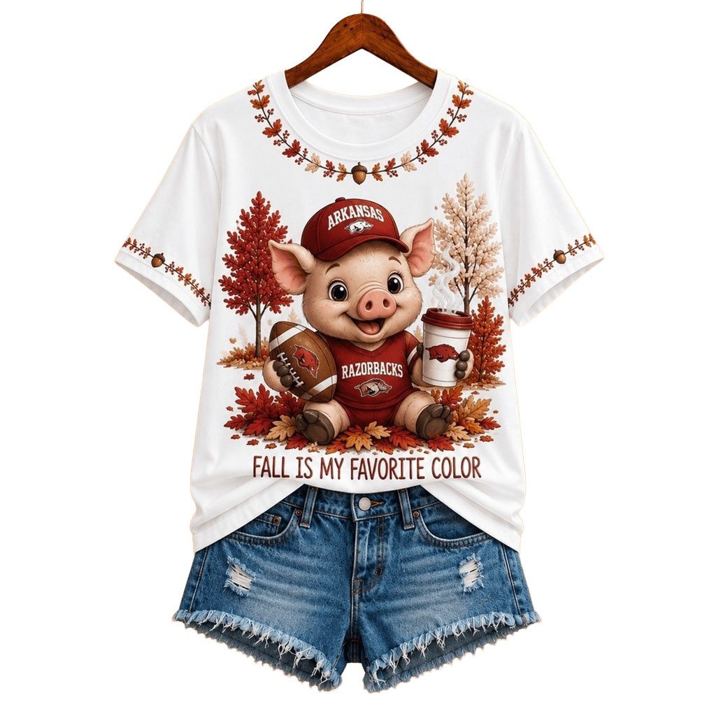 Arkansas Razorbacks Merch Fall Is My Favorite Color T-Shirt Football Related Gift Ideas