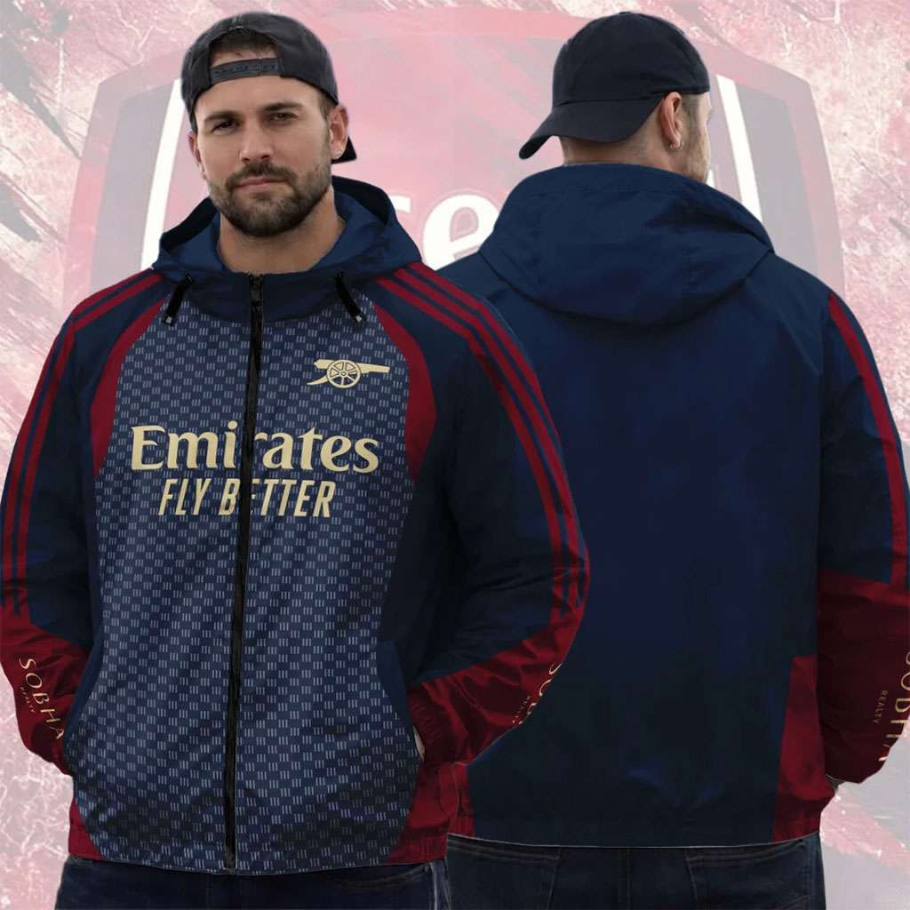 Arsenal FC European Training 26 27 Windbreaker Jacket Arsenal FC Merch Gifts For Soccer Fans