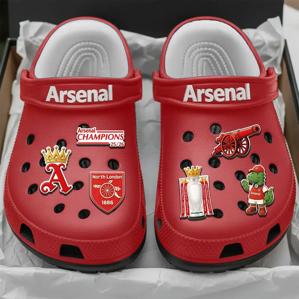 Arsenal FC Premier League Champions 25 26 Clogs Arsenal FC Merch Gift For Football Fans