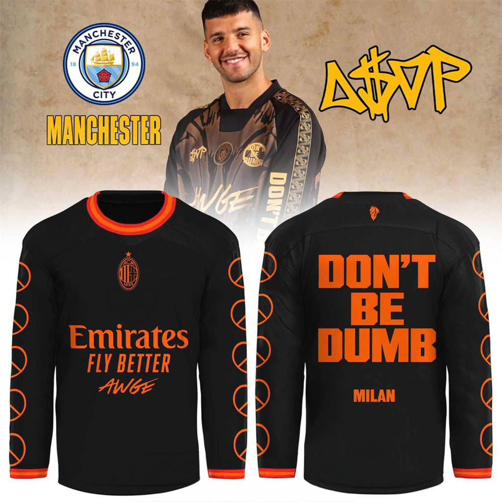 ASAP Rocky X AC Milan Don't Be Dumb Hockey Jersey ASAP Rocky Merch Present For Rapper Fans ASAP Rocky X AC Milan Don't Be Dumb Hockey Jersey ASAP Rocky Merch Present For Rapper Fans
