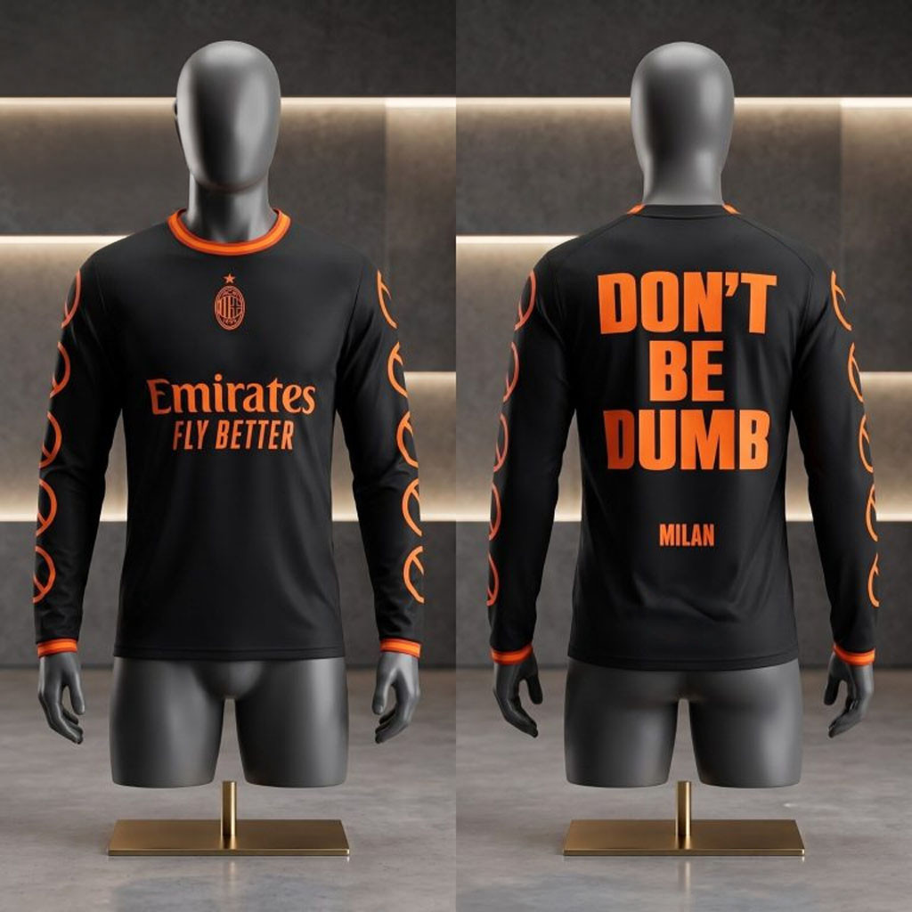 ASAP Rocky X AC Milan Long Sleeve Shirt Don't Be Dumb ASAP Rocky Merch Gift For Fans