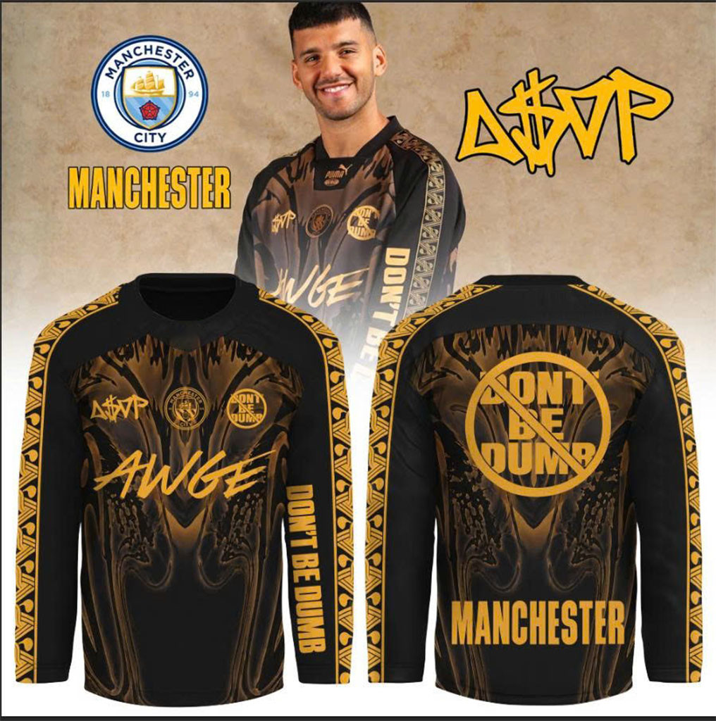 ASAP Rocky X Manchester City Don't Be Dumb Hockey Jersey ASAP Rocky Merch Rap Fan Gifts