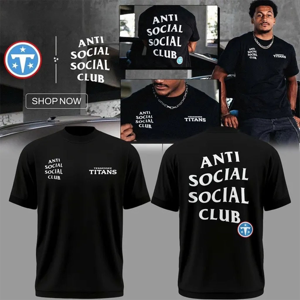 ASSC X NFL Merch 2026 AntiSocialSocialClub X Tennessee Titans T-Shirt Gift For Titans Fans