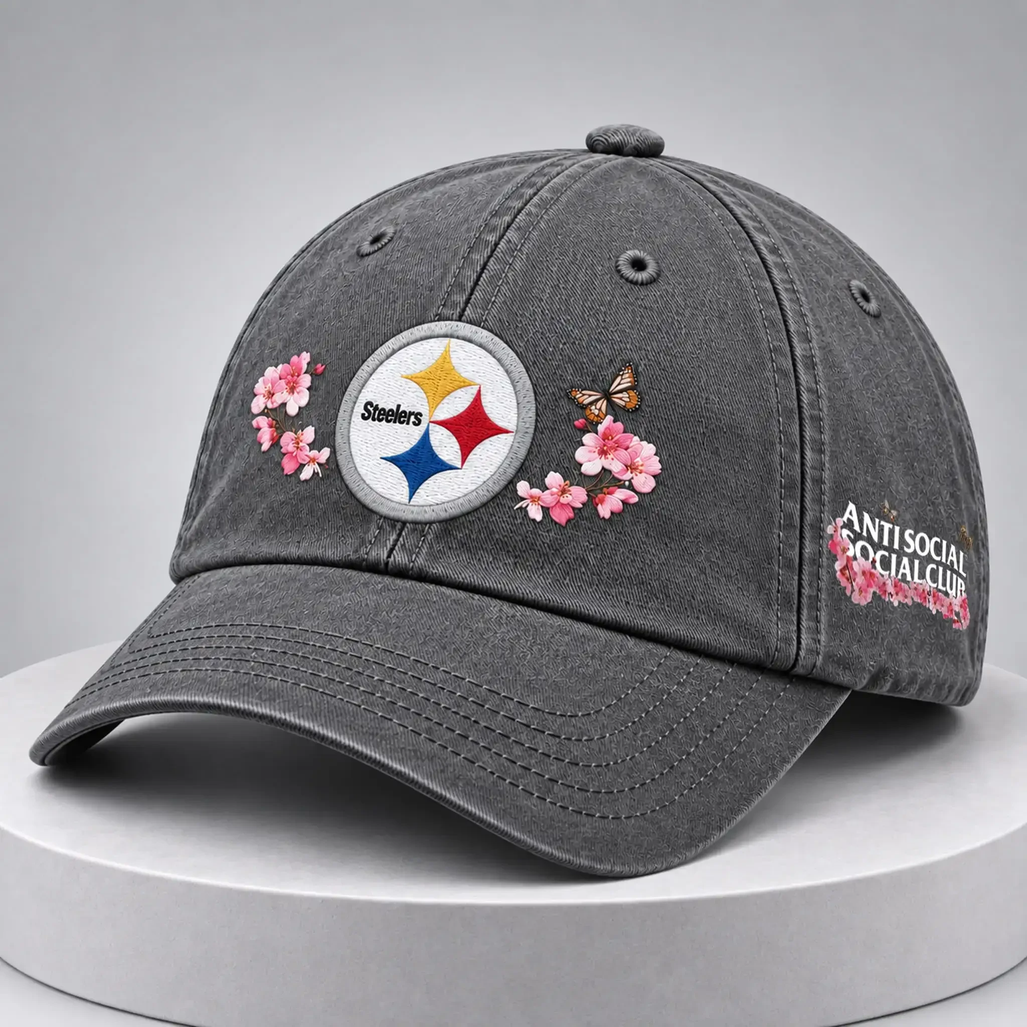 ASSC x Pittsburgh Steelers Cherry Blossoms Hat Steelers Merch Gifts For Football Fan