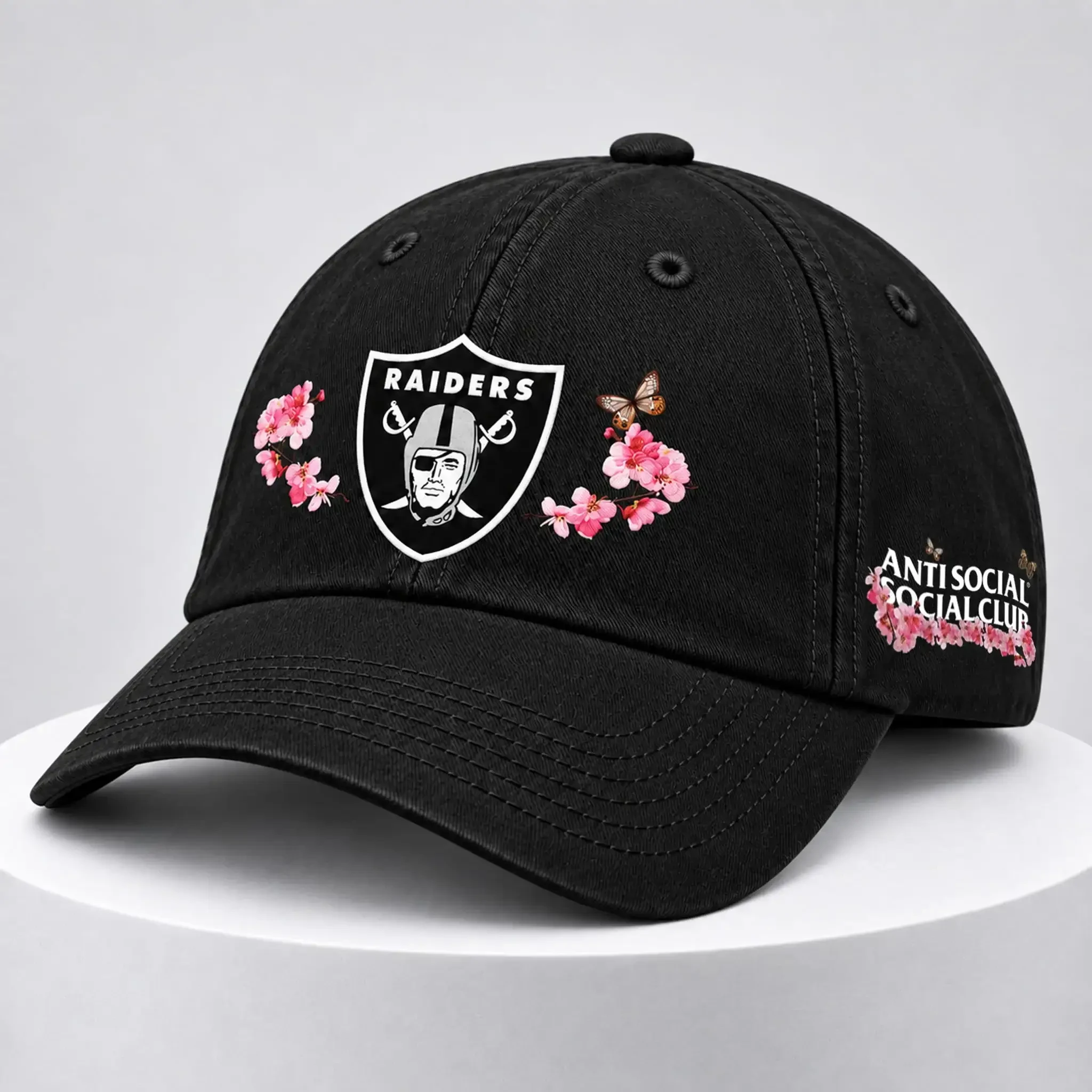 ASSC x Raiders Cherry Blossoms Hat Las Vegas Raiders Merch Football Fan Gift Ideas ASSC x Raiders Cherry Blossoms Hat Las Vegas Raiders Merch Football Fan Gift Ideas
