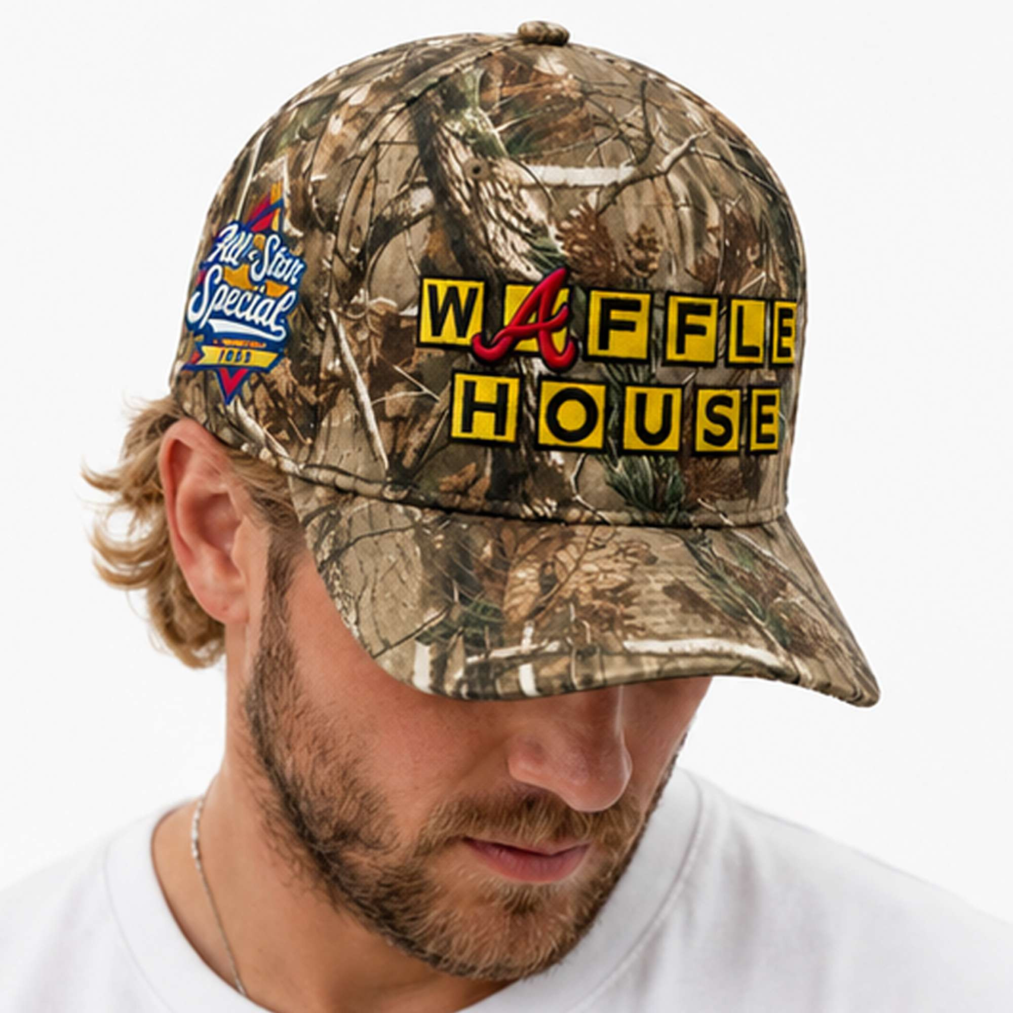 ATL Braves Waffle House Camo Hat Embroidered ATL Braves Merch Gifts For Baseball Fans