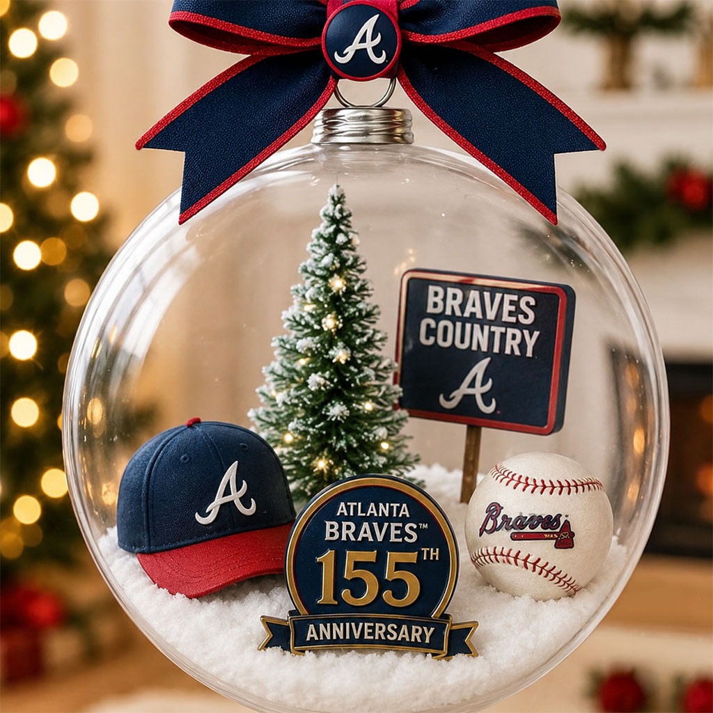 Atlanta Braves 155th Anniversary Globe Ornament Braves Merch Gifts For Baseball Fans