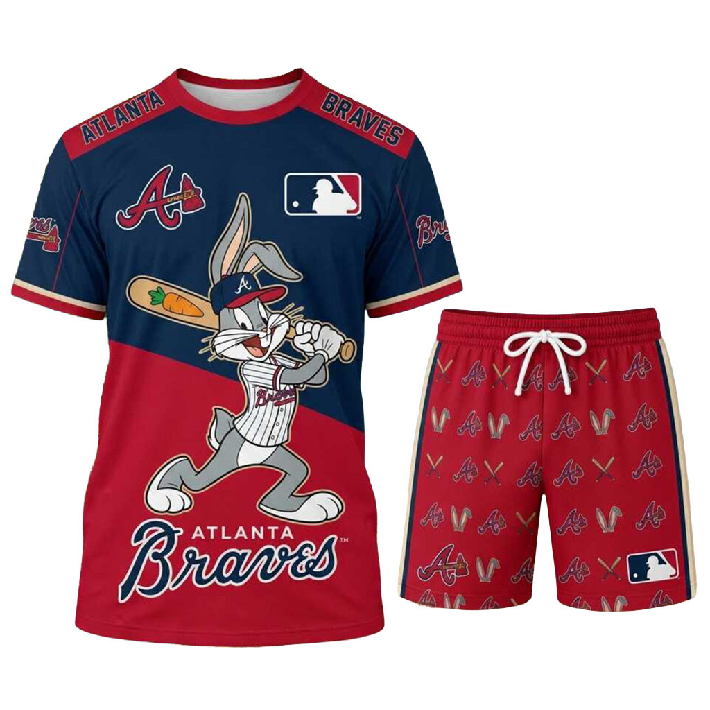 Atlanta Braves Bugs Bunny Shirt And Shorts Set Atlanta Braves Merch Present For Baseball Fans