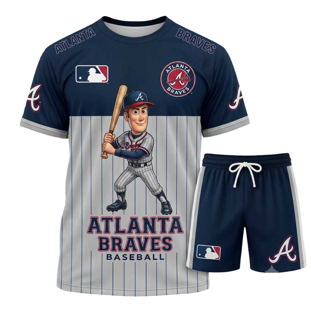 Atlanta Braves Cartoon Character Shirt And Shorts Atlanta Braves Merch Gift For Baseball Fans Atlanta Braves Cartoon Character Shirt And Shorts Atlanta Braves Merch Gift For Baseball Fans