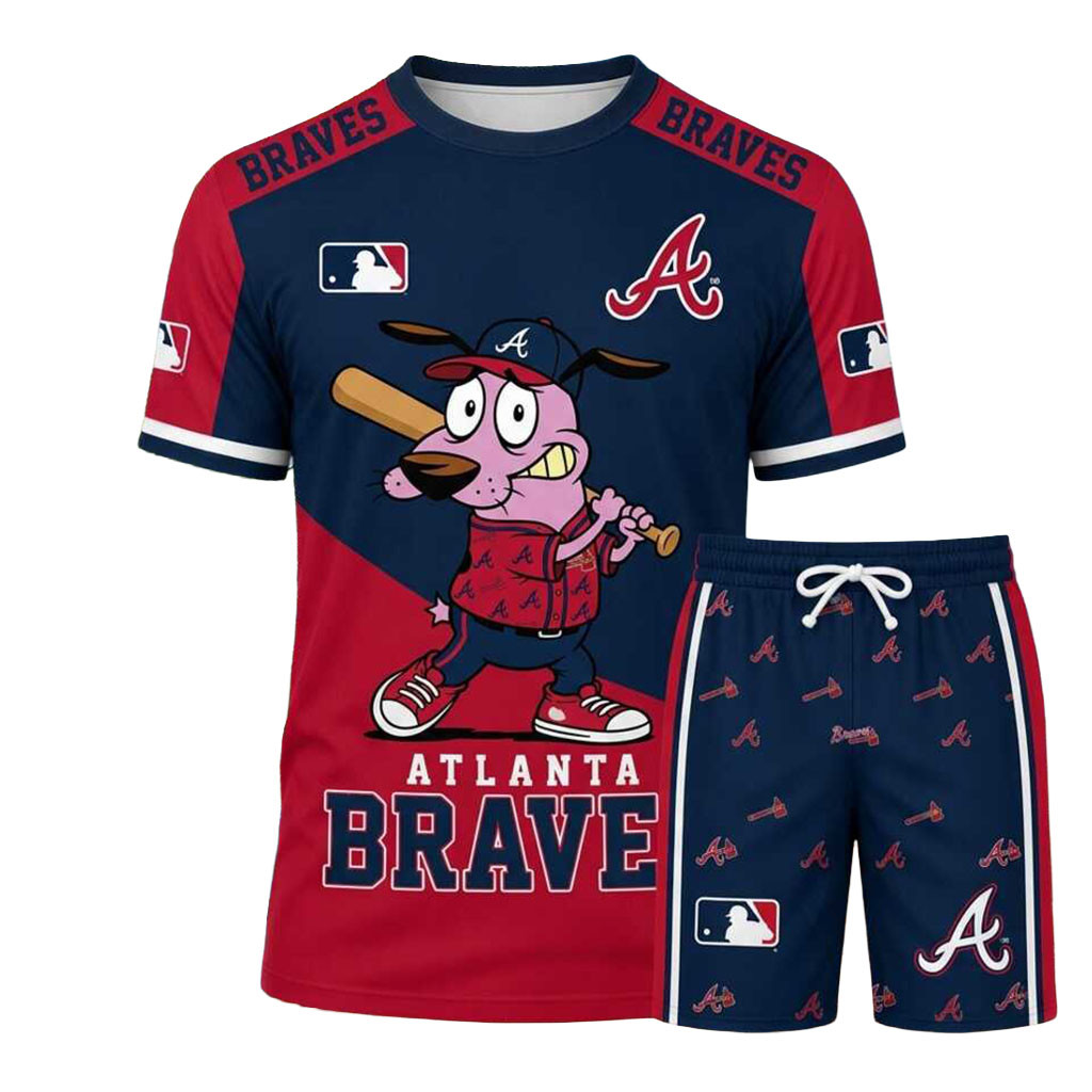 Atlanta Braves Courage The Cowardly Dog Shirt And Shorts Set Atlanta Braves Merch Fan Gifts Atlanta Braves Courage The Cowardly Dog Shirt And Shorts Set Atlanta Braves Merch Fan Gifts