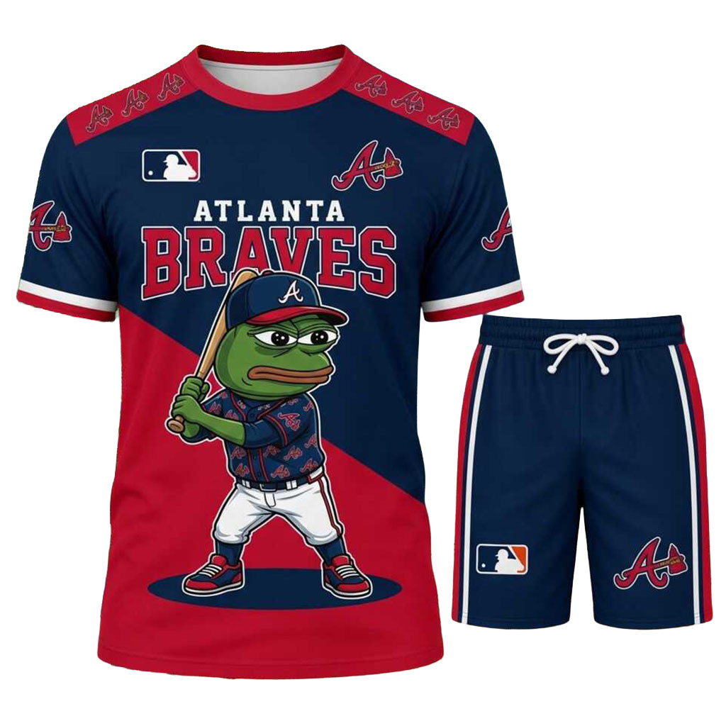Atlanta Braves Pepe Frog Shirt And Shorts Set Atlanta Braves Merch Baseball Player Gift Ideas