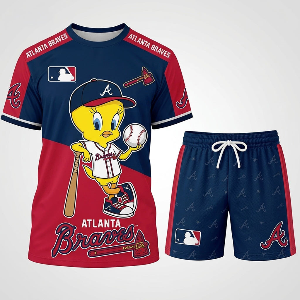 Atlanta Braves X Tweety Looney Tunes T-Shirt And Shorts Set Atlanta Braves Merch Gift For Fans